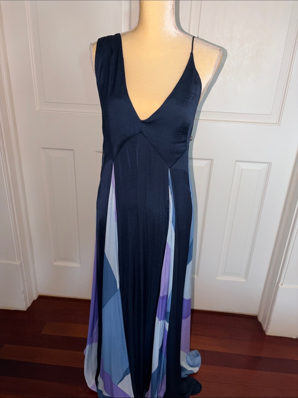 Free People Navy Maxi Dress with Blue & Purple Panels